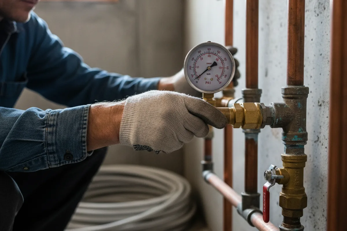 Pressure testing a repaired line during Water Line Repair in Benedict
